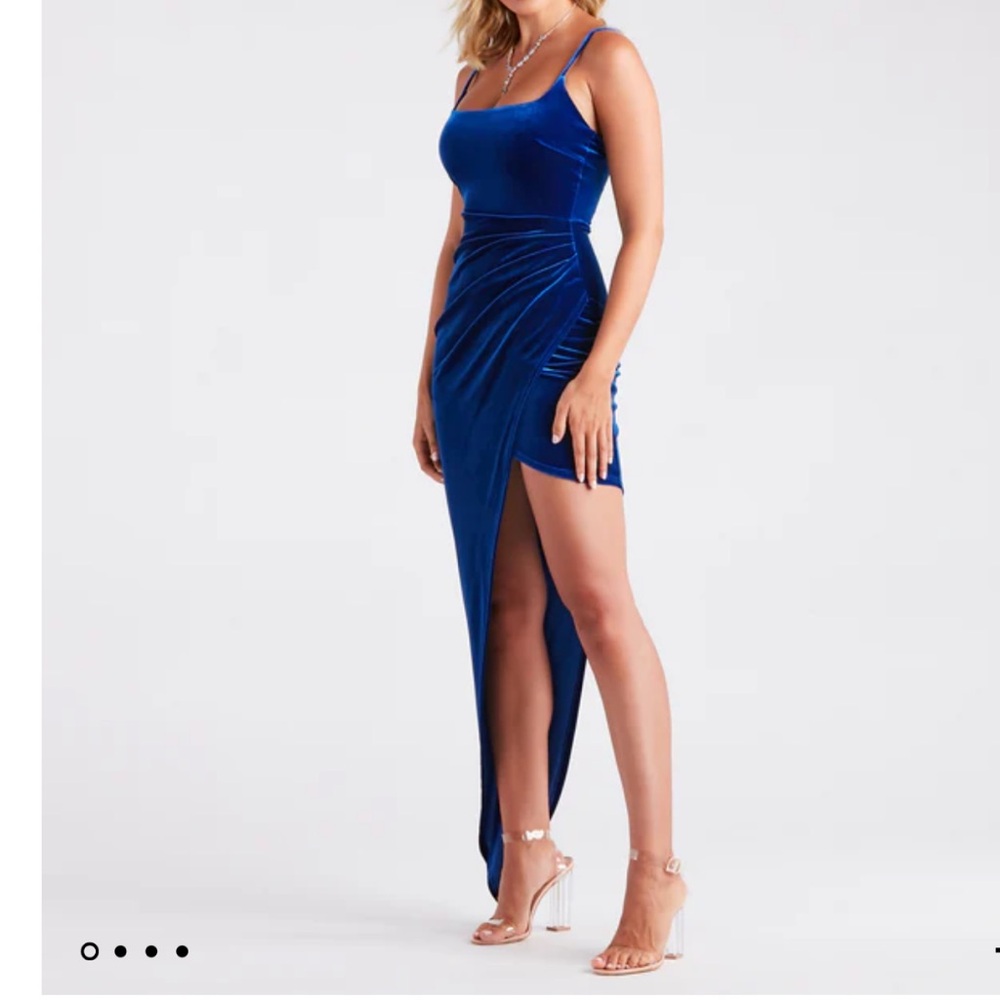Portia Formal Velvet Asymmetrical Long Dress